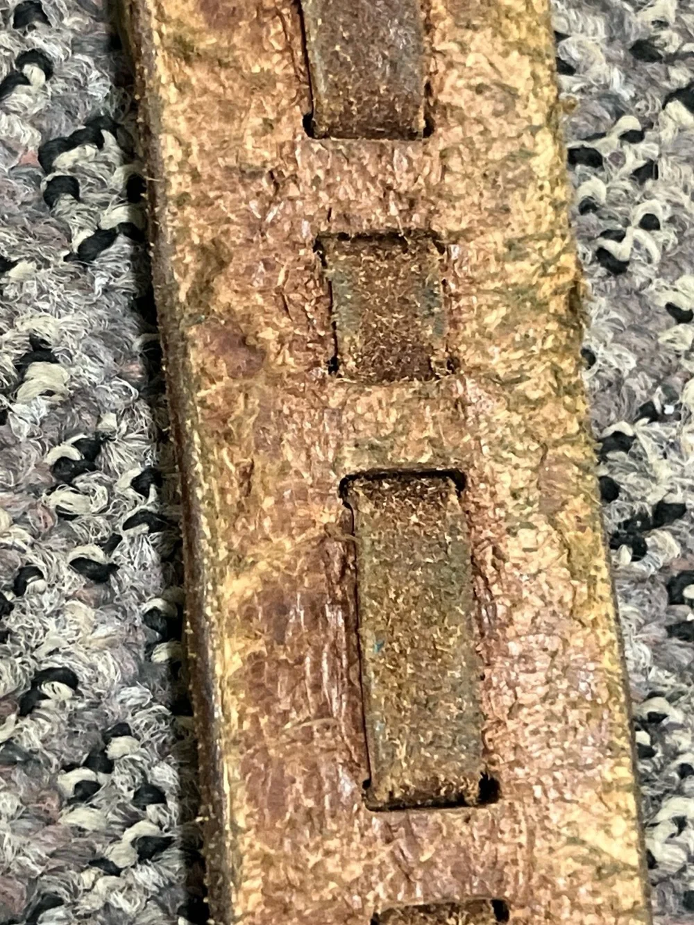 Vintage Leather Belt with Brass Ring Adornment and Buckle Size 38 - Picture 6 of 14